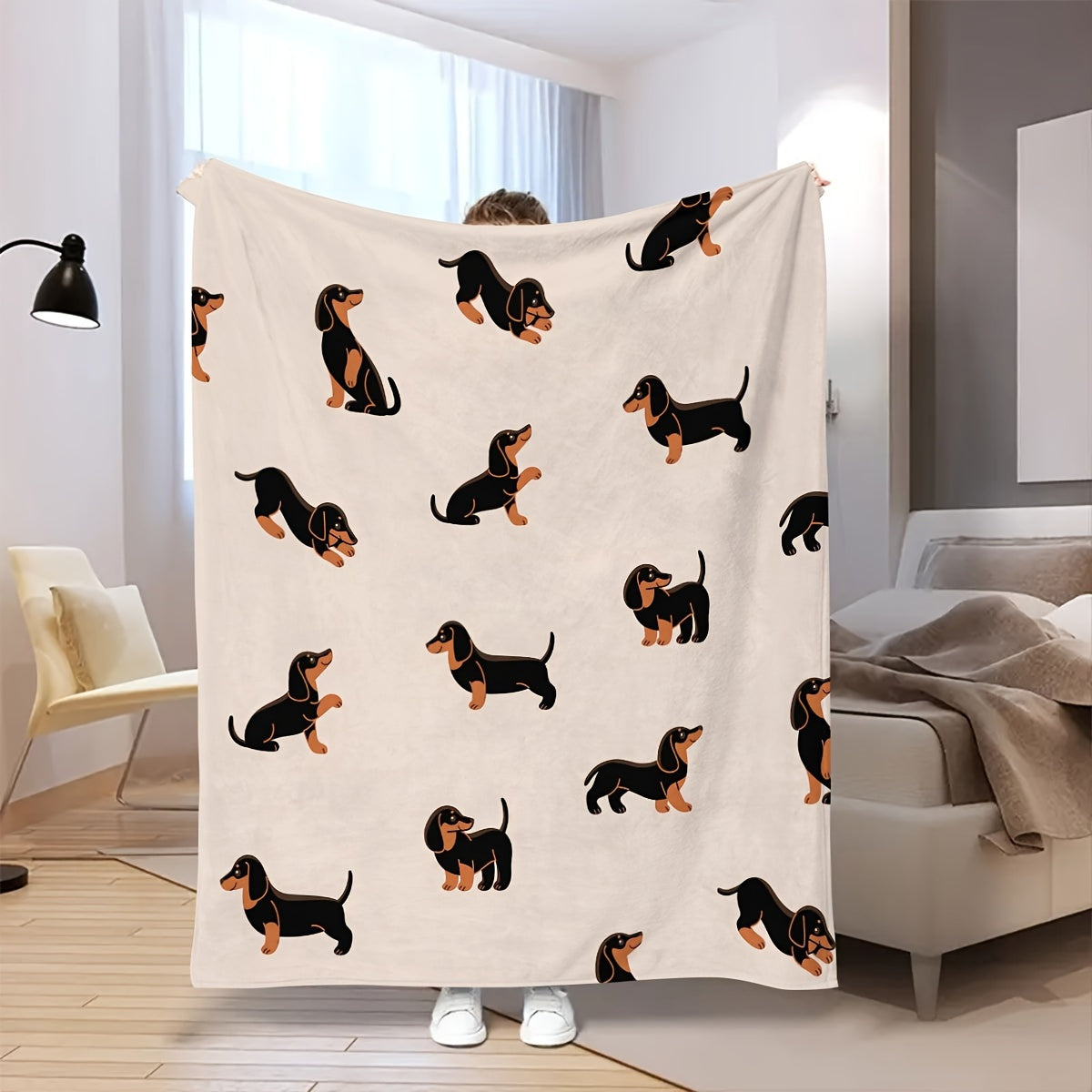Dachshund Flannel Blanket – Soft, Light, and Cozy Dog Lover Blanket for Bedroom, Couch, or Living Room