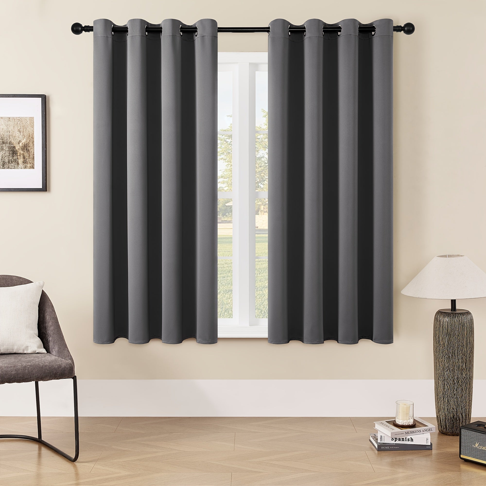 Tende Oscuranti - 2 Pezzi Tende Moderne in Poliestere con Isolamento Termico e Anelli