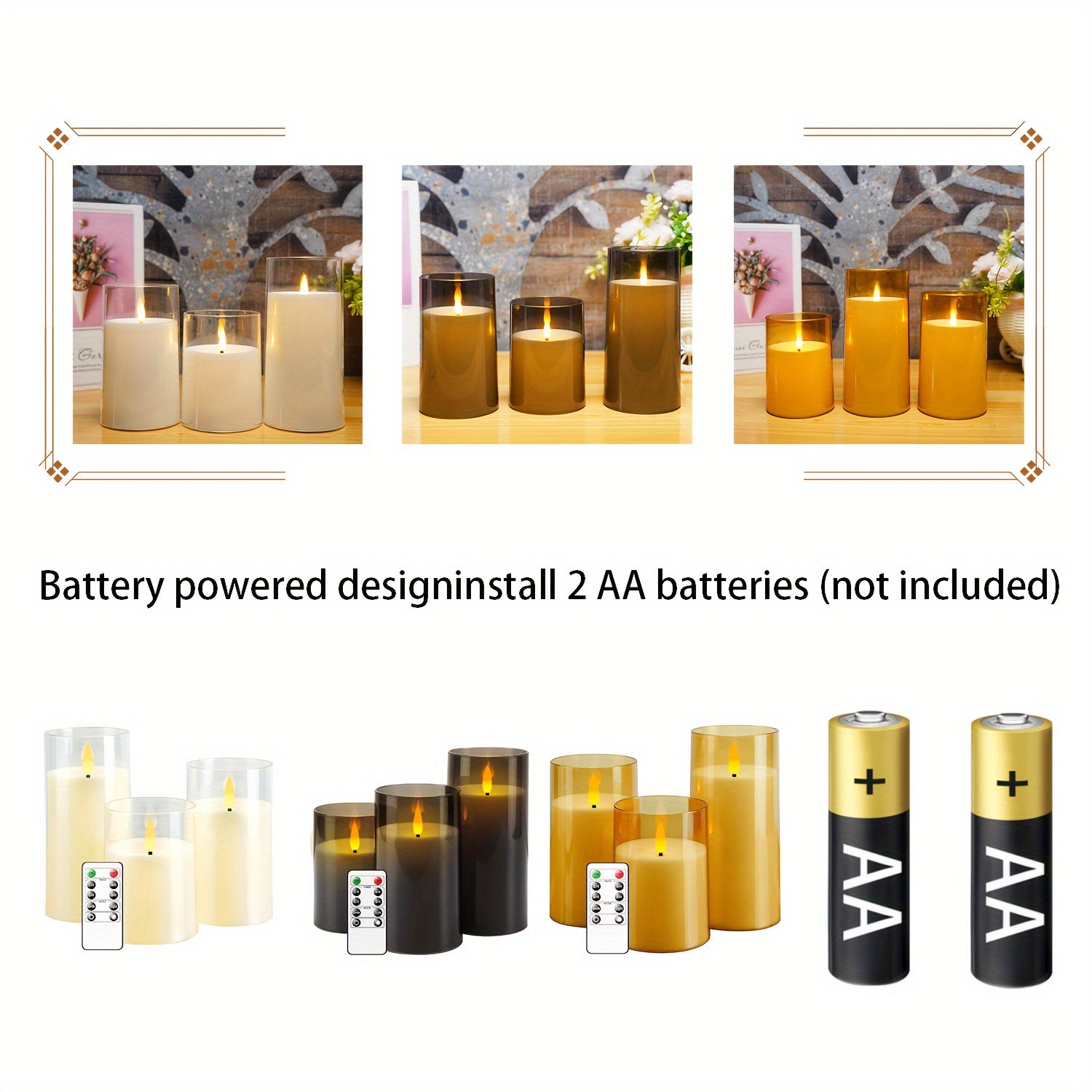 Set di Candele Senza Fiamma con Telecomando - Candele LED per Decorazioni di Natale e Halloween (Set da 3 - Bianco)