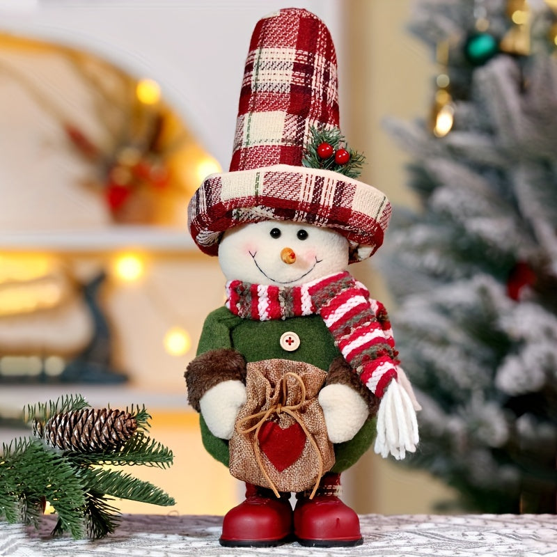 ClassicSanta - Geruite Kerstman Sneeuwpop Figuur