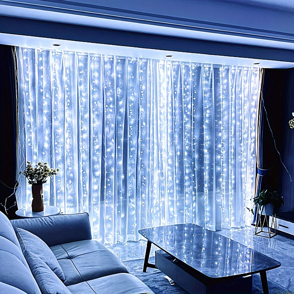 LuxeGlow - USB LED Curtain Lights with Remote Control, 8 Modes for Party Decoration