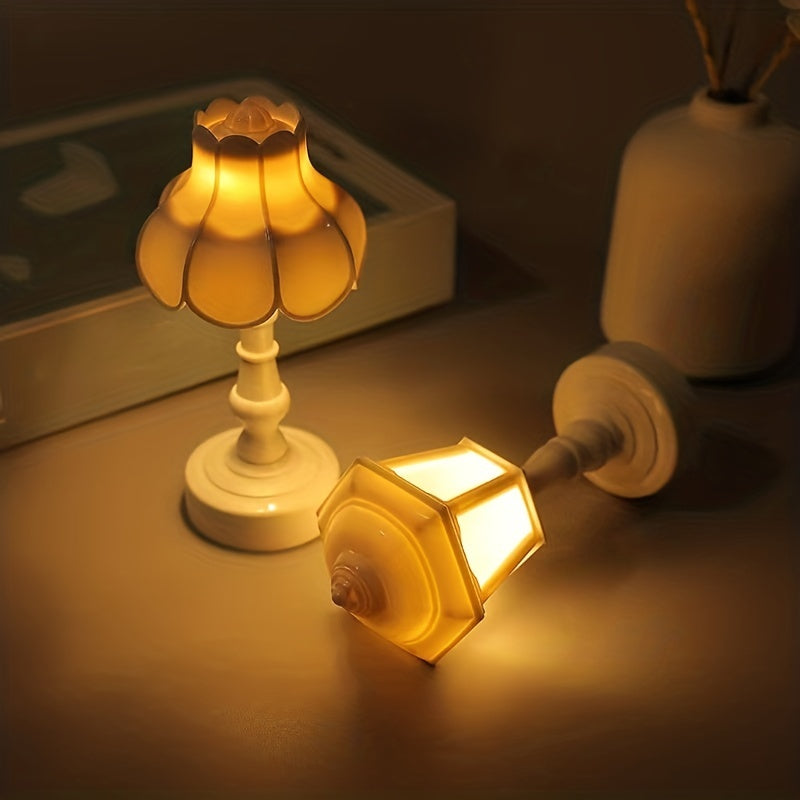 LumiDeco - Mini Lámpara de Mesa LED Retro Decoración para el Hogar Luz Nocturna