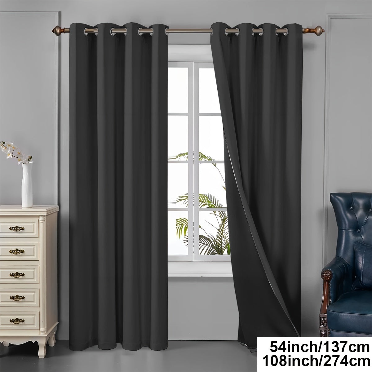 Tende oscuranti - 2 pezzi tende oscuranti con occhielli, protezione UV e isolamento termico