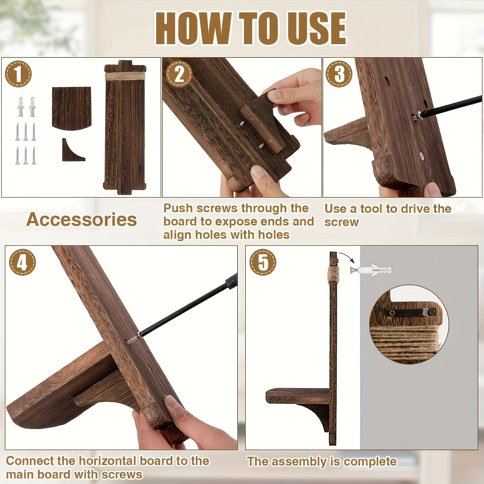 Rustieke Houten Kandelaar - Muurdecoratie