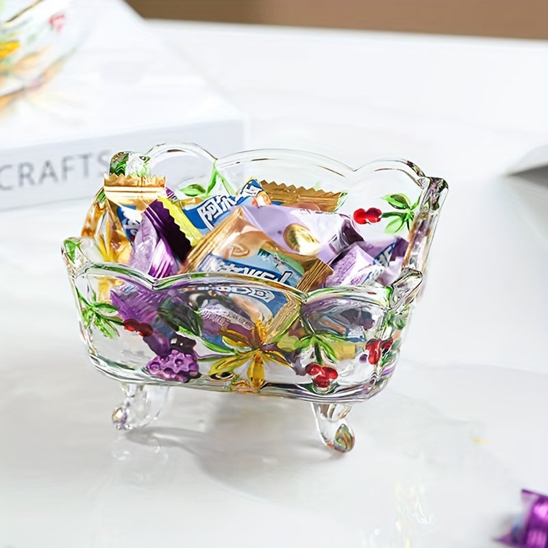 GlasSchalen - Handgemaakte Glazen Fruitschaal met Bloemenontwerp