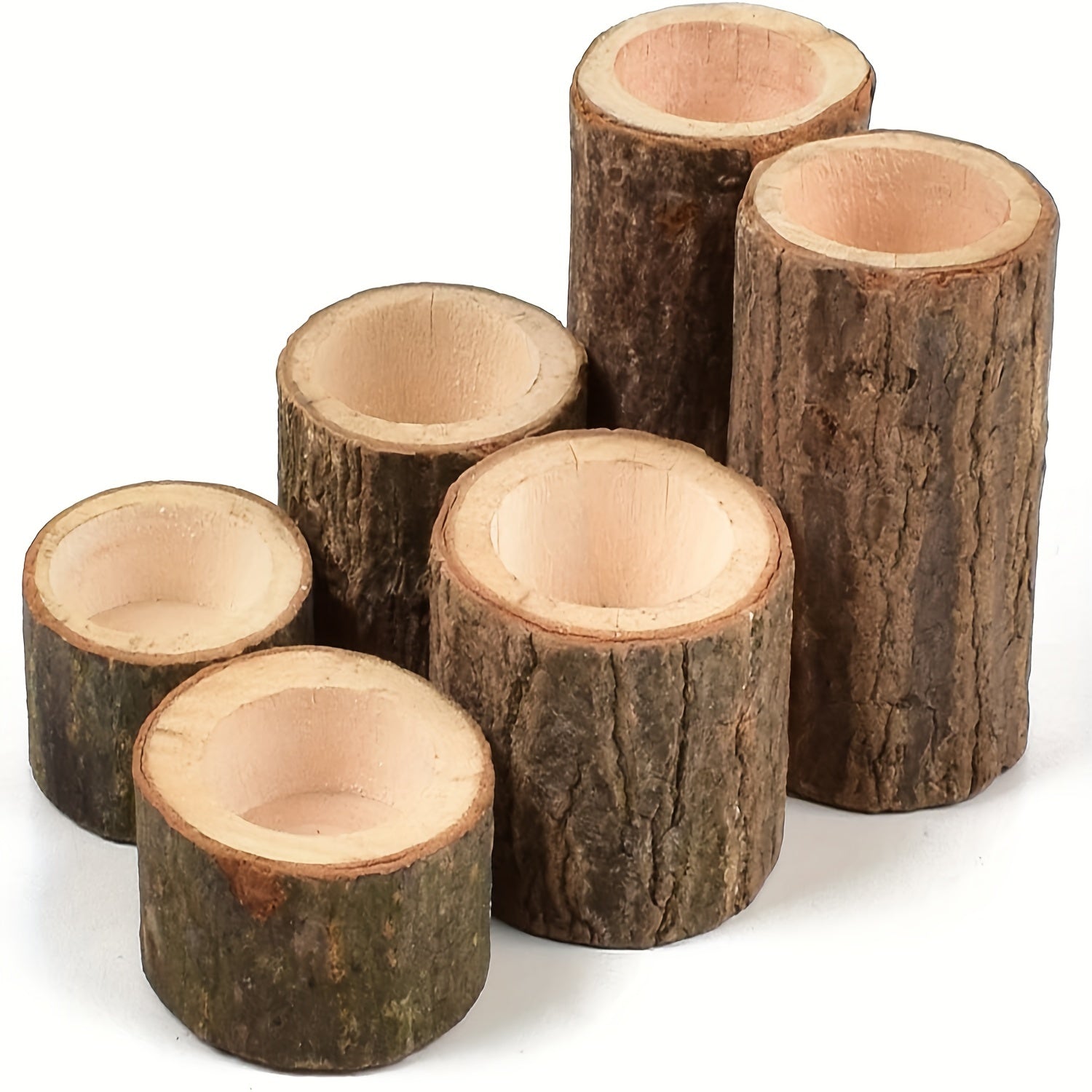 3-delige Set Houten Kaarshouders - 2.5 + 4.2 + 7cm