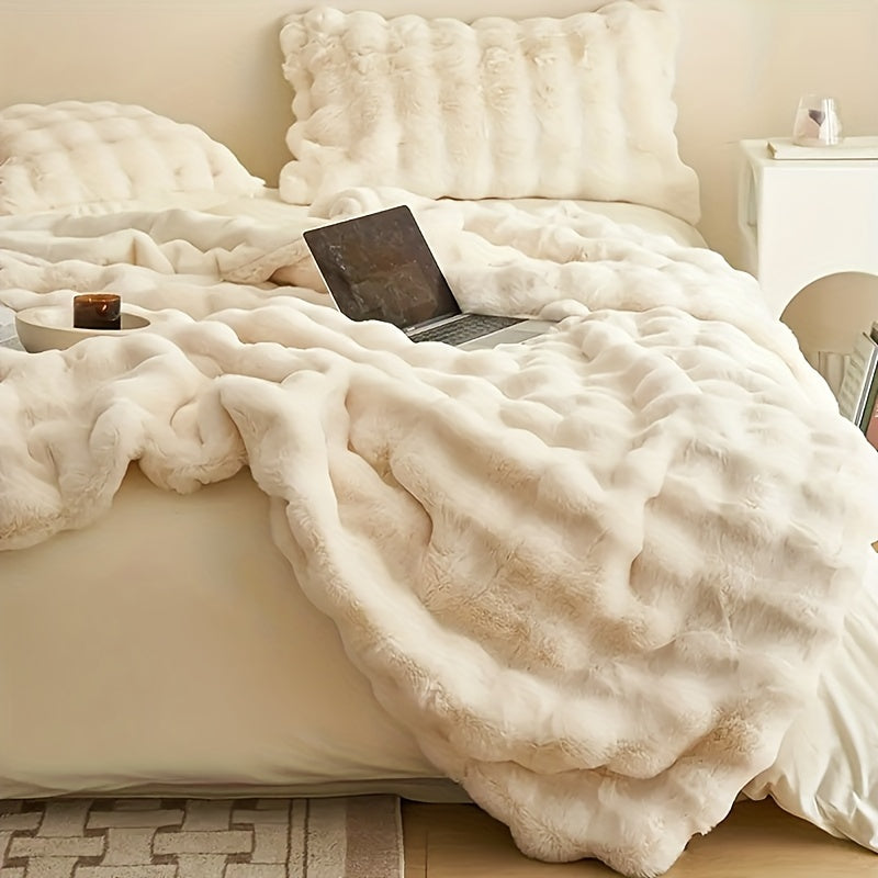 Rabbit Fleece Blanket - Soft Warm Blanket for Couch, Bed, Office, and Travel - Hypoallergenic and Tear-Resistant