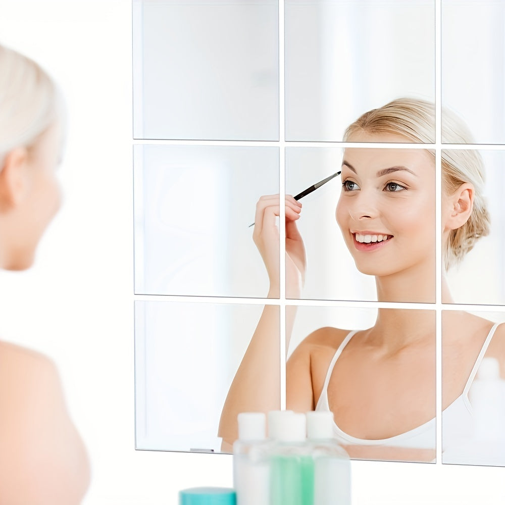 4-delige Set Acryl Spiegels - Breukvast, Volledige Spiegel voor Muurmontage, Vierkant