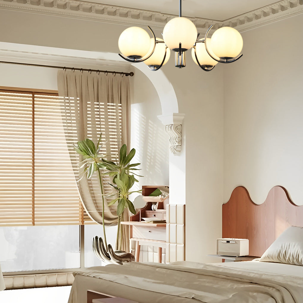 Lámpara de techo nórdica de hierro con globo de vidrio electrochapado de 4/5 luces