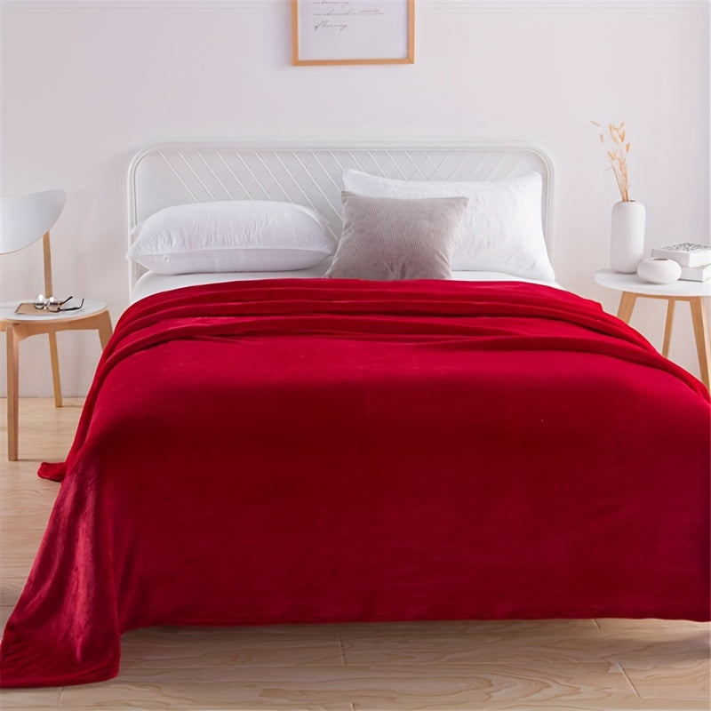 1pc Spessa Coperta Rossa in Flanella, Morbida Calda Coperta da Lancio, Coperta da Nanna per Divano, Ufficio, Letto, Campeggio e Viaggi, Coperta Regalo Multifunzionale per Tutte le Stagioni