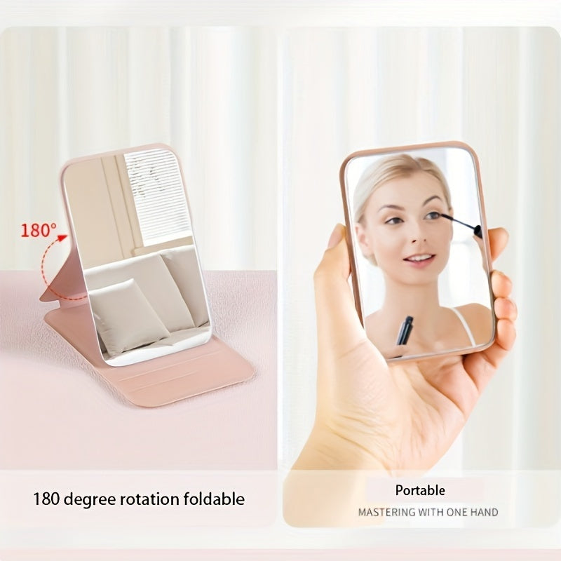 Opvouwbare PU Lederen Make-up Spiegel – Draagbare Zakspiegel, Compact Voor Reizen en Dagelijks Gebruik