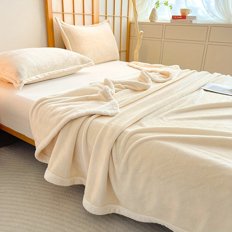 Dubbelzijdige Coral Fleece Deken - Dikke Winter Flanel, Zachte Fluwelen Sofa Siësta Deken met Non-woven Weefsel, Machinewasbaar