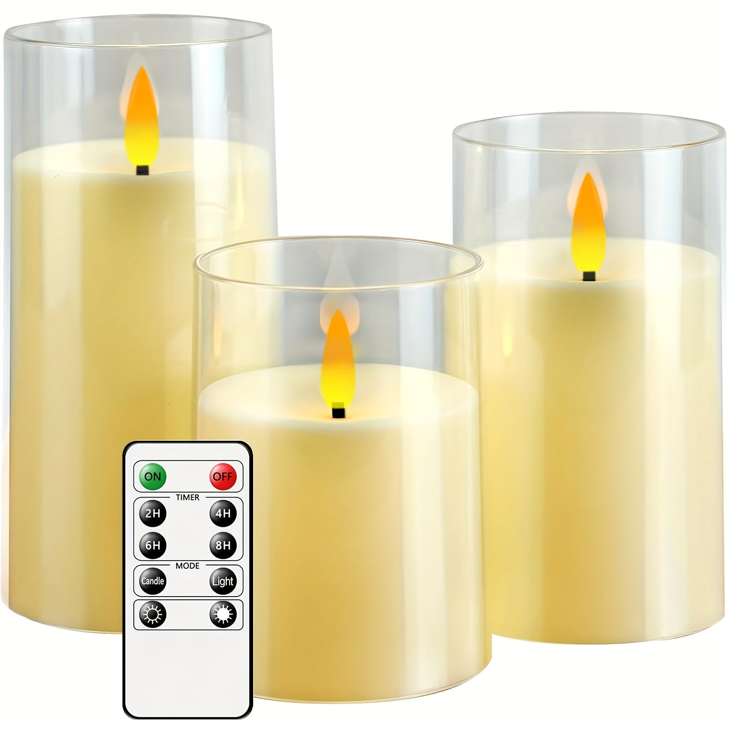 Set di Candele Senza Fiamma con Telecomando - Candele LED per Decorazioni di Natale e Halloween (Set da 3 - Bianco)