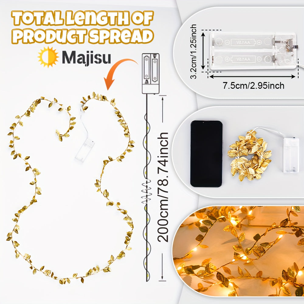 FairyLicht - Golden Leaf Rattan Battery-Powered String Lights