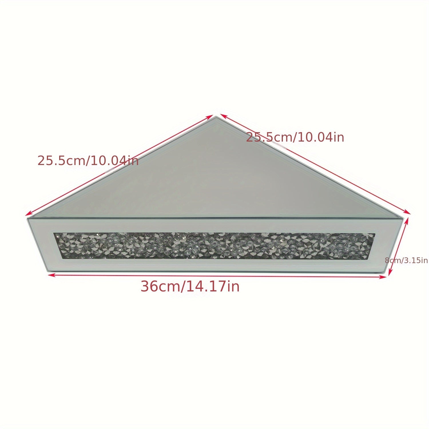 CrystalGlam - Zwevende Hoekplank Set met Glas en Spiegelafwerking voor Slaapkamer