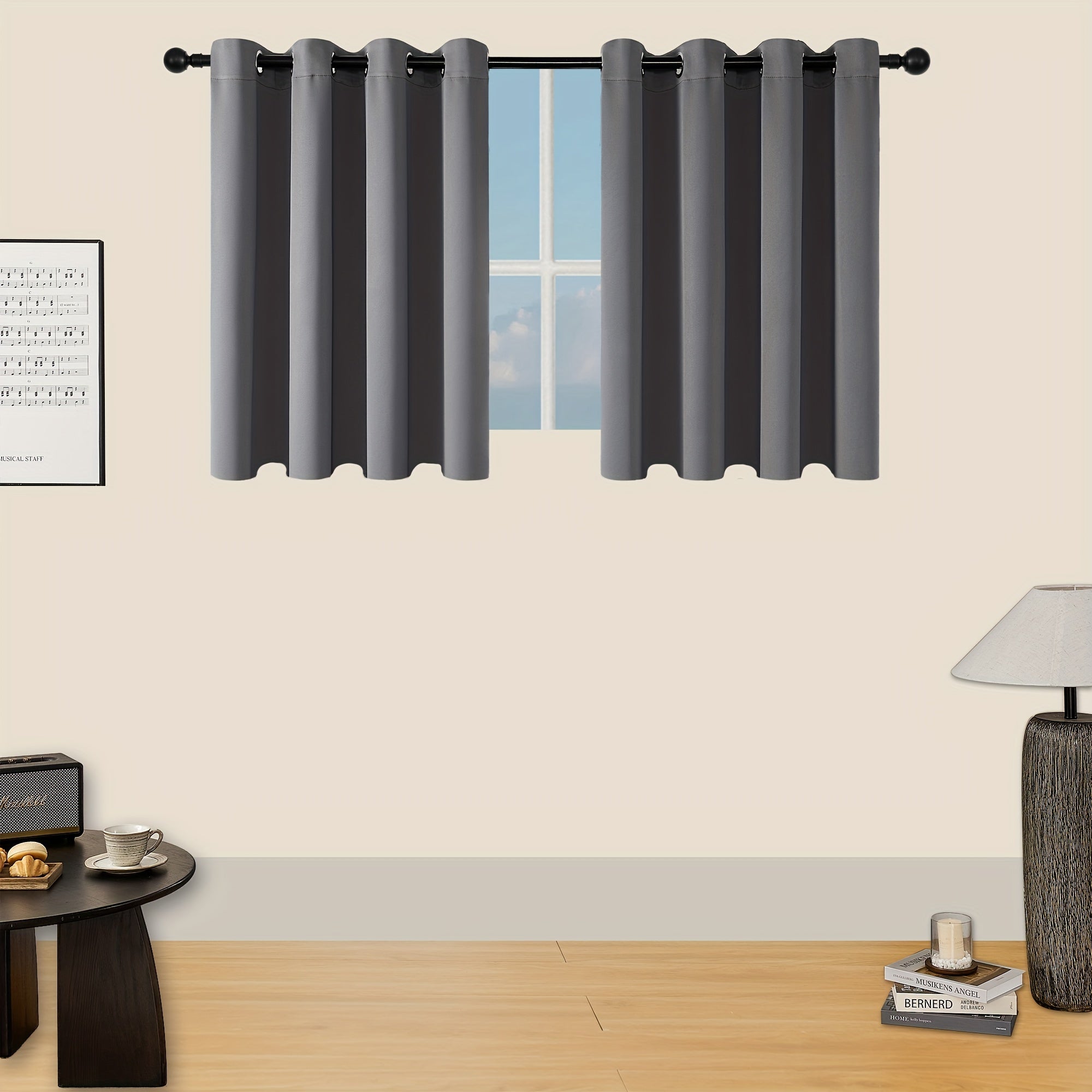 Tende Oscuranti - 2 Pezzi Tende Moderne in Poliestere con Isolamento Termico e Anelli