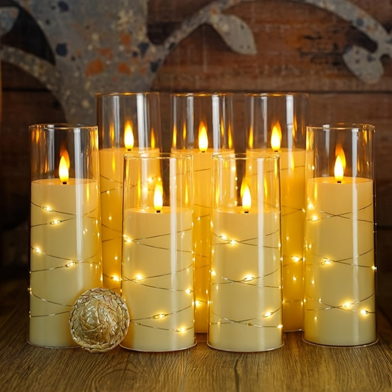Set di 3 Candele LED Romantiche con Telecomando - Luminosità Regolabile e Funzione Timer, Ideali per Feste, Matrimoni e Decorazioni per Hotel