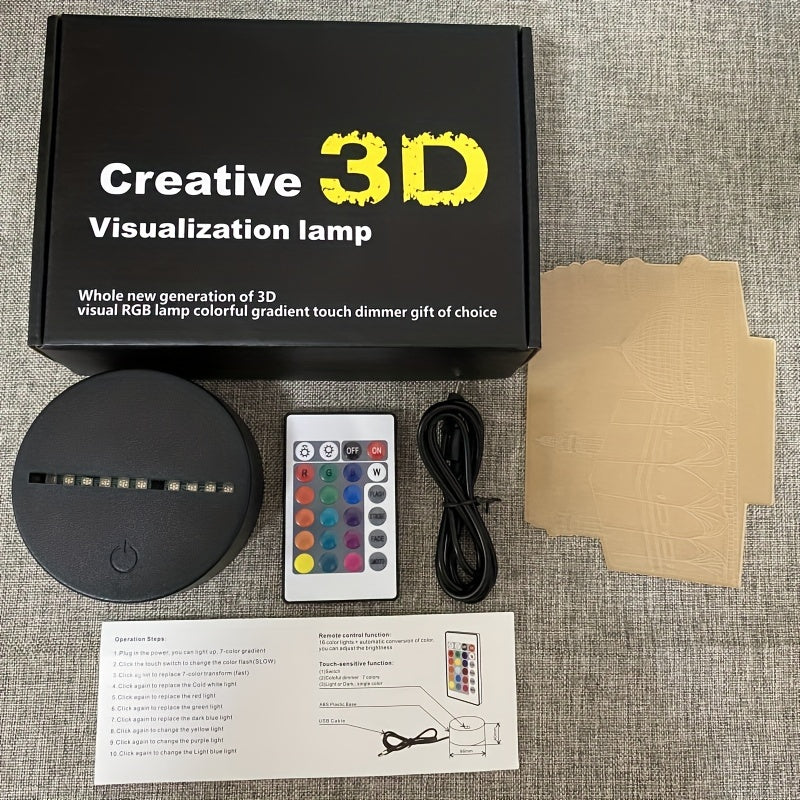 DecoLicht - Lámpara nocturna 3D con control remoto y 16 colores