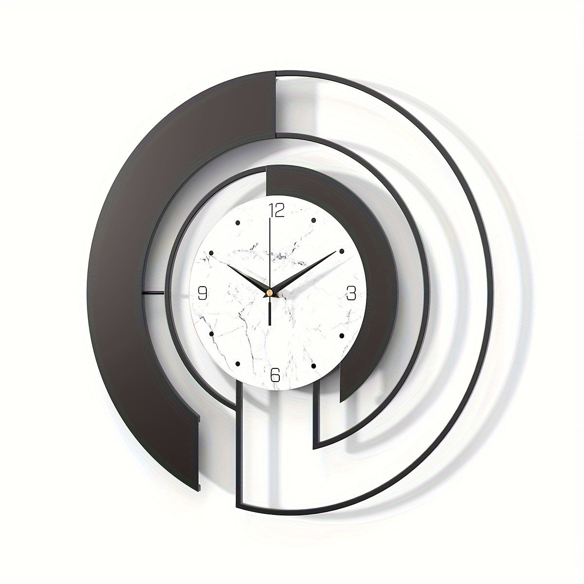 GeoClock - Reloj de pared geométrico silencioso de metal negro
