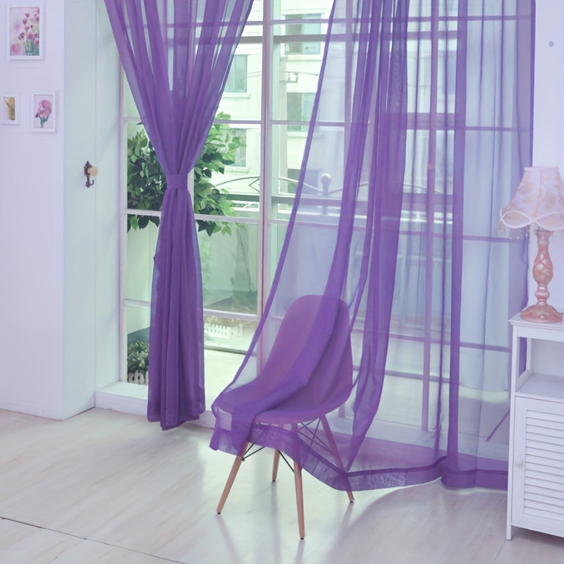 2 Piezas Cortinas de Voile de Flores - 200cm x 100cm Paneles Transparentes para Ventanas con Ojales, Ligero y Lavable