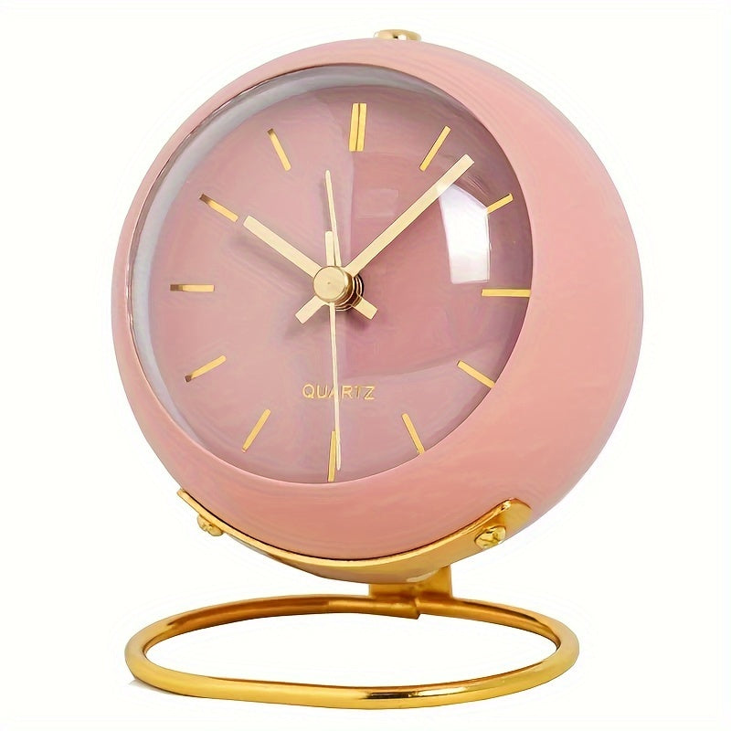 Retro Analog Alarm Clock - Silent Non-Ticking Metal Night Clock