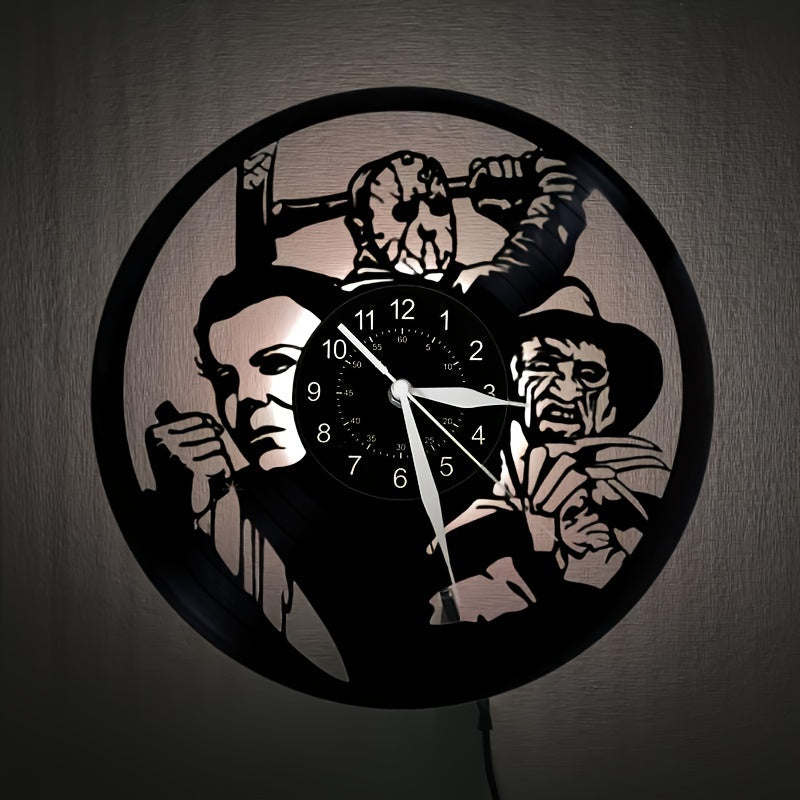 VinylHorror - Style Horror Theme Wall Clock, Vinyl Record
