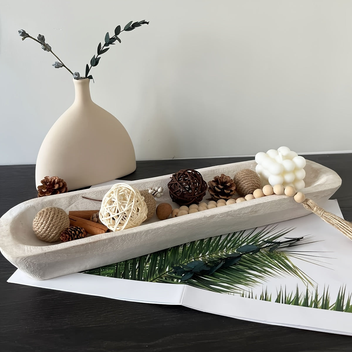 WoodServe Dough Bowl - Hand-Carved Wooden Decorative Bowl for Table Decor