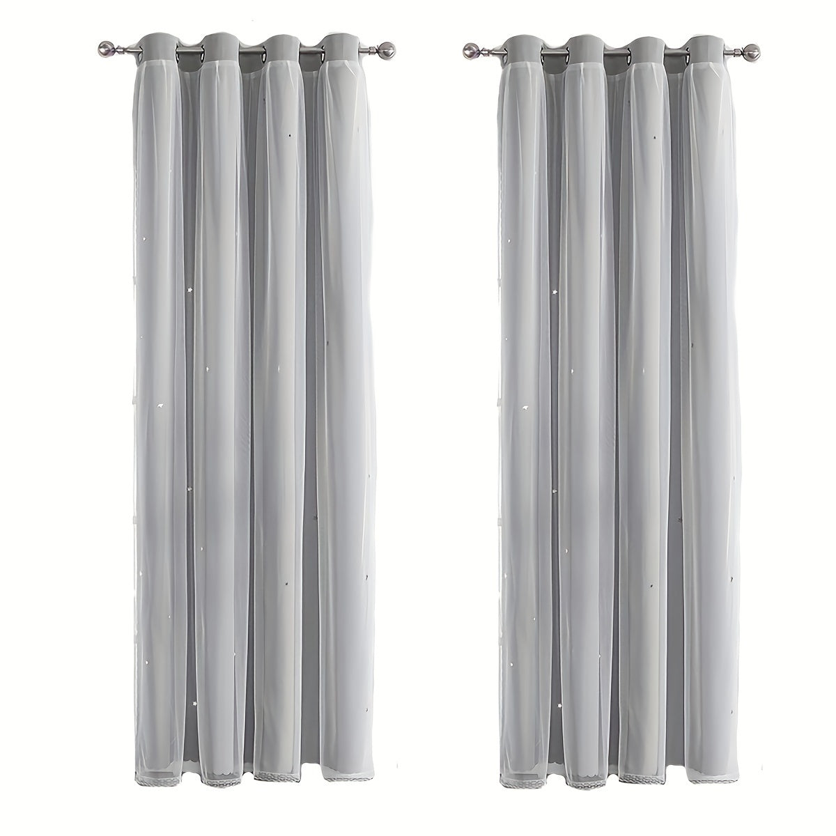 Juego de 2 piezas de cortinas dobles románticas de doble capa - Semi-opacas, protección de privacidad