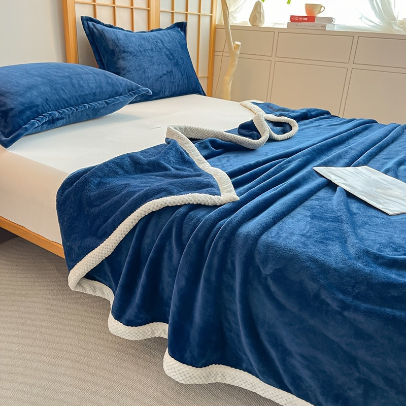 Dubbelzijdige Coral Fleece Deken - Dikke Winter Flanel, Zachte Fluwelen Sofa Siësta Deken met Non-woven Weefsel, Machinewasbaar