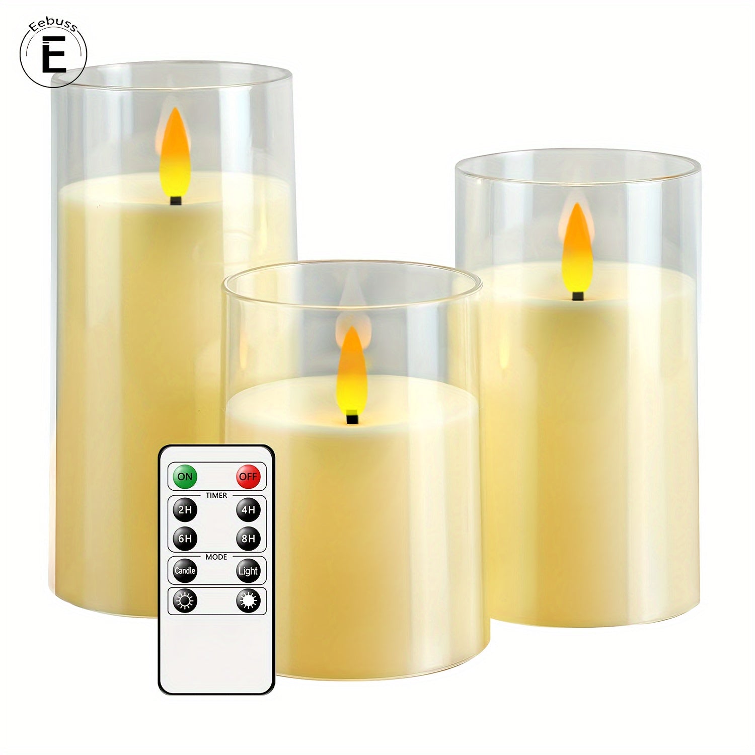 Set di Candele Senza Fiamma con Telecomando - Candele LED per Decorazioni di Natale e Halloween (Set da 3 - Bianco)