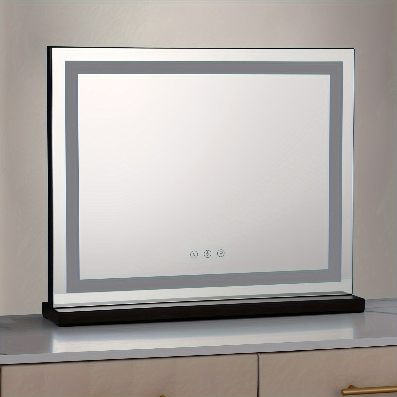 LED Make-up Mirror – Horizontal Light Strip, Smart Touch Control, USB-Powered, Portable Glowing Mirror