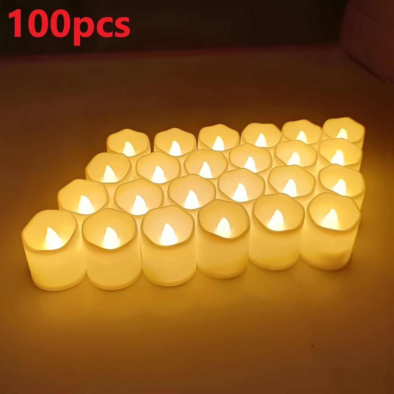 Confezione da 24/50/100 Candele LED Senza Fiamma – Candele Tealight Lampeggiante a Batteria, Senza Fumo e Romantiche per Matrimoni e Proposte