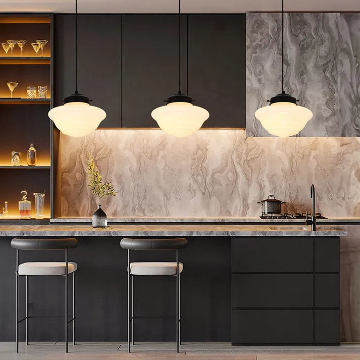 FrostGeo - Vintage Geometric Pendant Lamp made of Matte Glass for Dining Room and Living Room