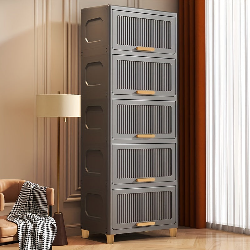 Zwart Flip-Top Opbergkast – Veelzijdige Rechthoekige Kunststof Opslag voor Huis, Keuken en Kantoor