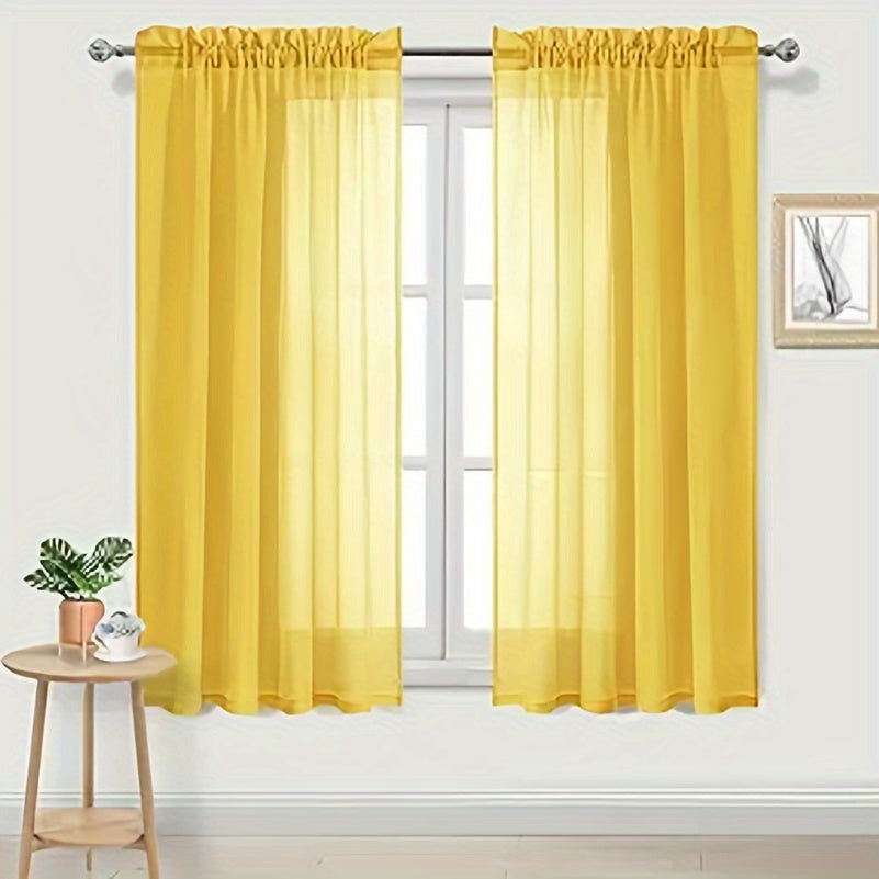 Cortinas semitransparentes - Paquete de 2 cortinas ligeras y transpirables de poliéster para dormitorio y puertas de terraza