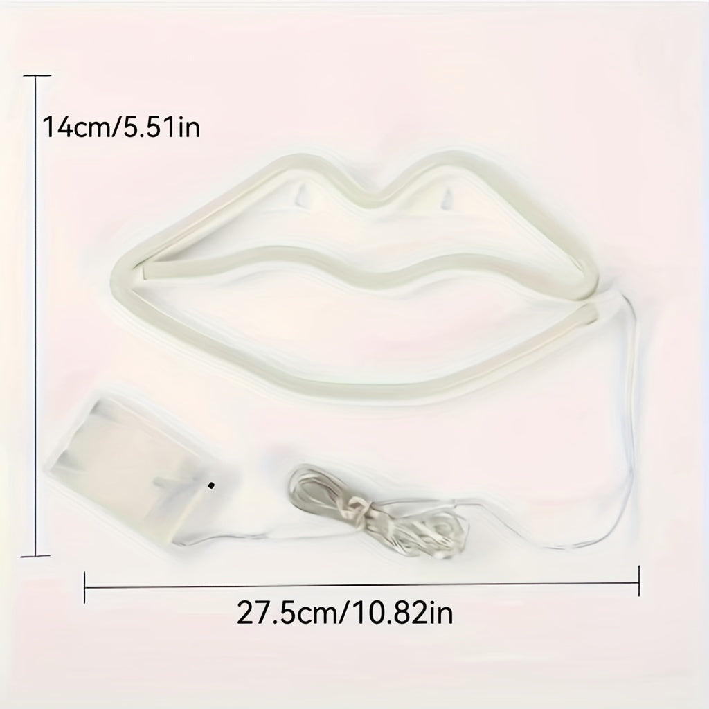 GlowLips - Neon Roze LED Lippenlamp, USB Voeding, Valentijnsdag Decoratie
