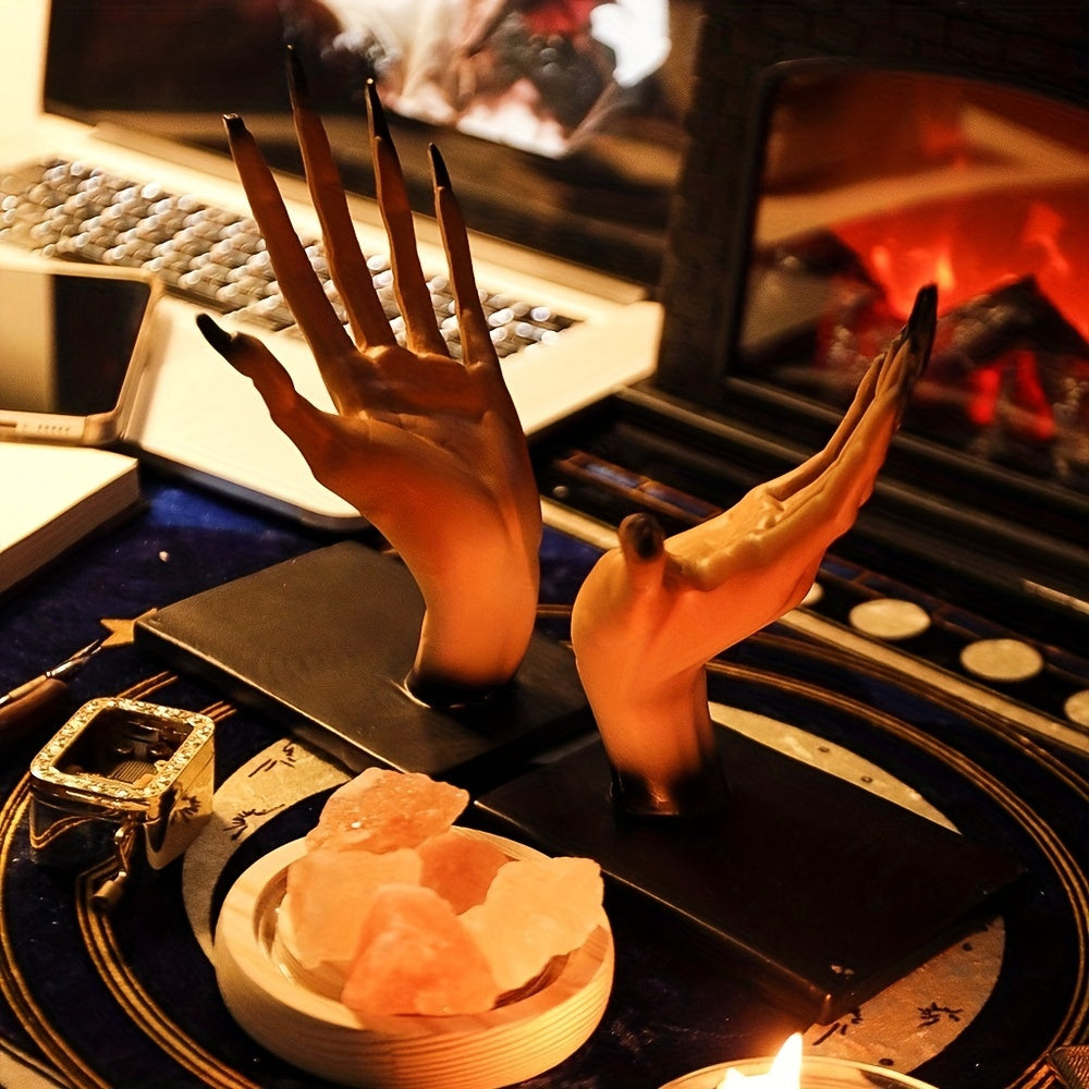 DemonHand - Set di 2 Fermalibri in Resina per Decorazione Interna/Esterno