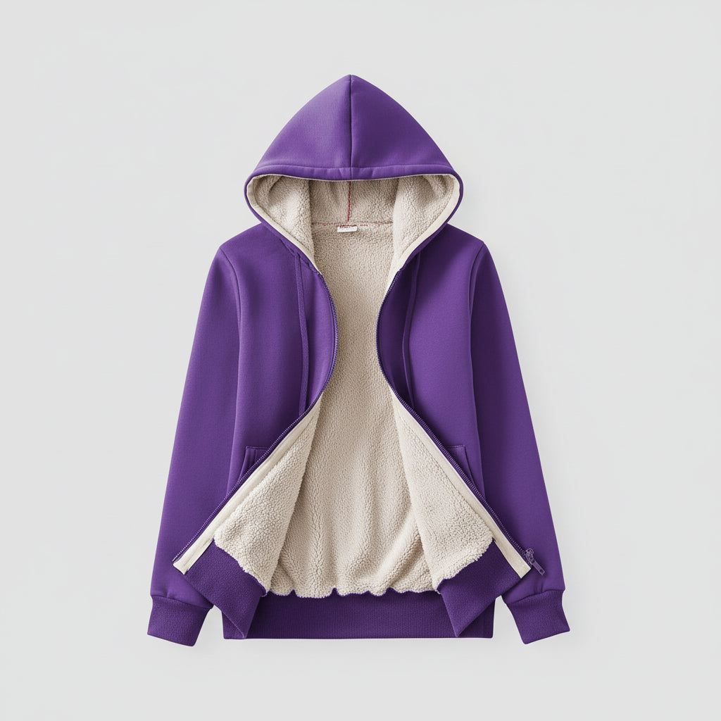 Dames Jas Hoodie Fleece Gevoerd Warm Winter Jack Capuchon