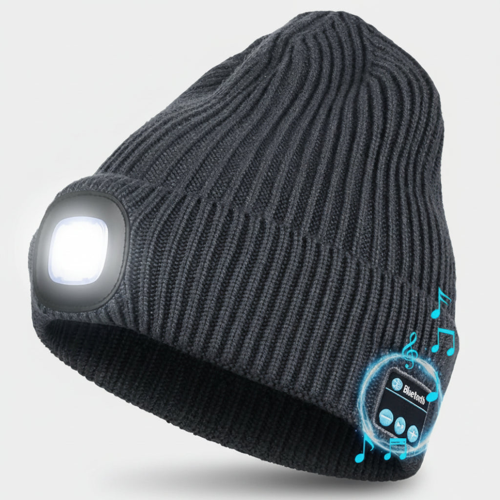 Beanie Bluetooth LED Knitted Winter Beanie Headlight Speakers