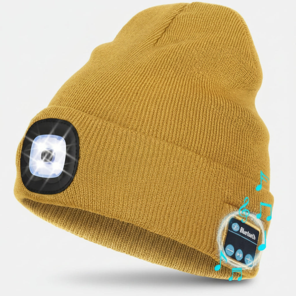 Beanie Bluetooth LED Knitted Winter Beanie Headlight Speakers
