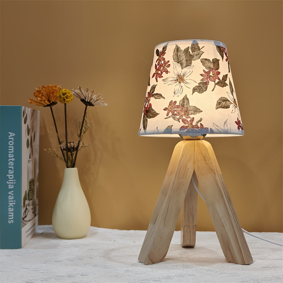 BloemLamp - Lámpara de mesa LED moderna con base de madera, alimentada por USB