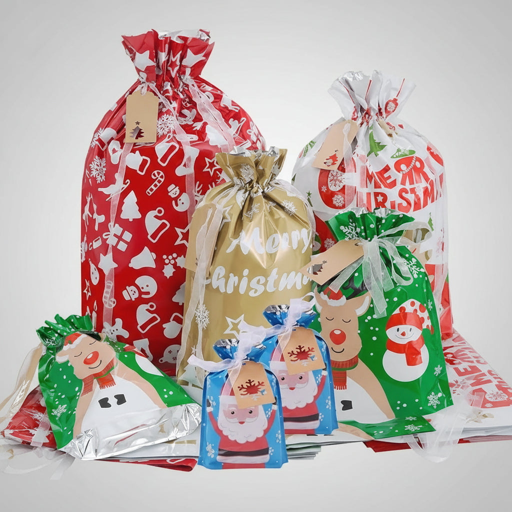 Cadeauzak Kerst Trekkoord Herbruikbare Folie Zakjes Set 40 Stuks