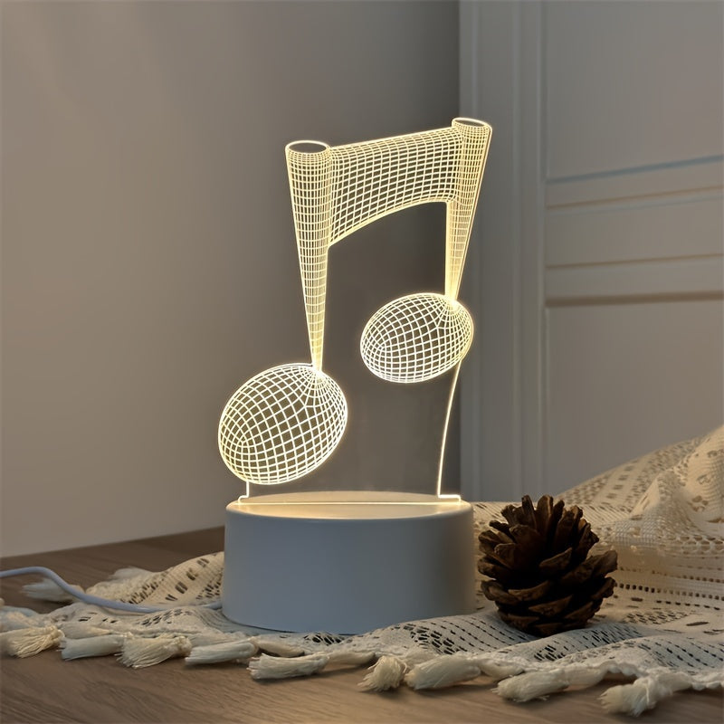 LumiNote - Nota Musical Acrílica Lámpara Nocturna, Marco LED 3D, Alimentado por USB