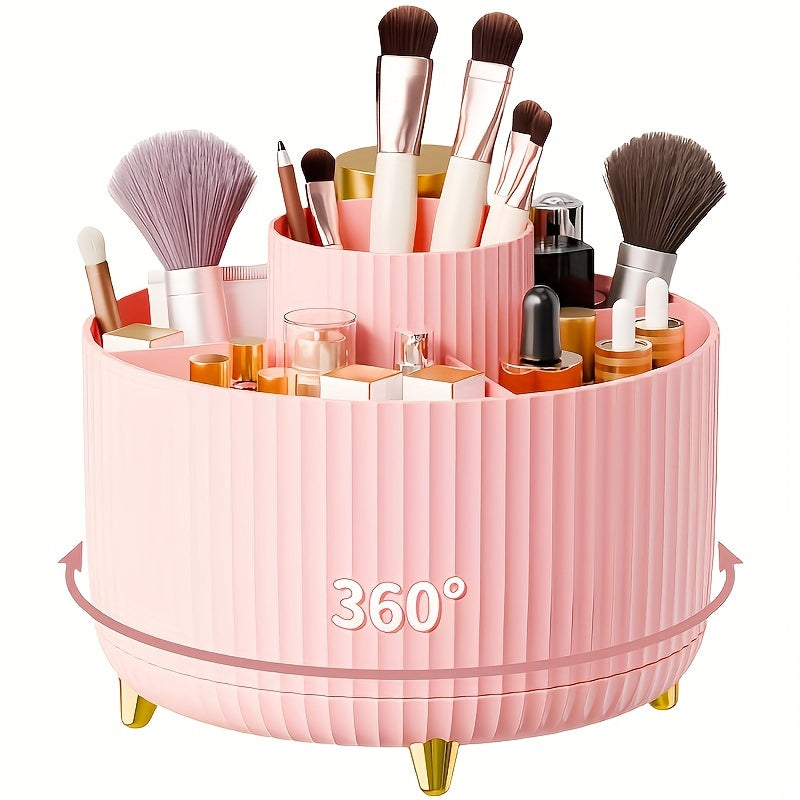 360° Roterende Make-up Organizer – Duurzame Kunststof Cosmetica Opbergdoos met 5 Vakken