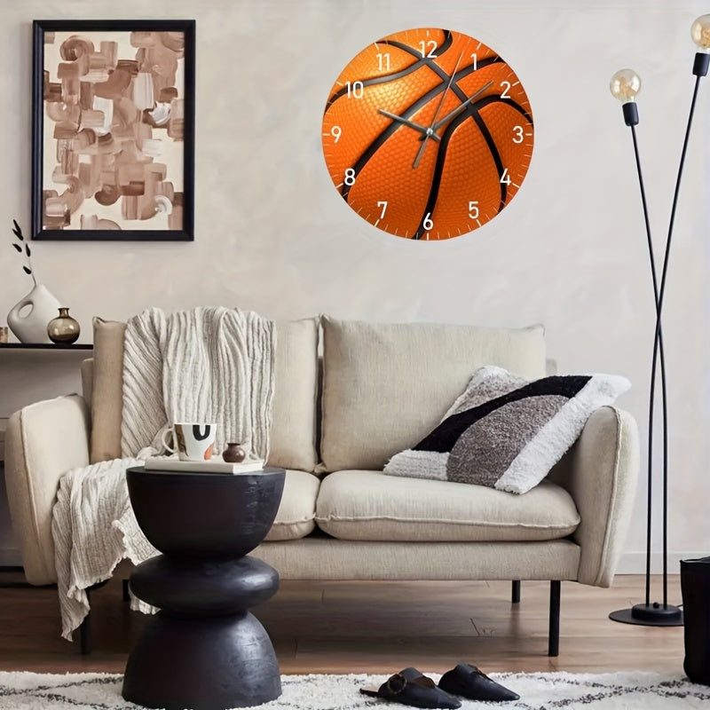 HoopsTime - Silent Basketball Wall Clock, Battery Powered
