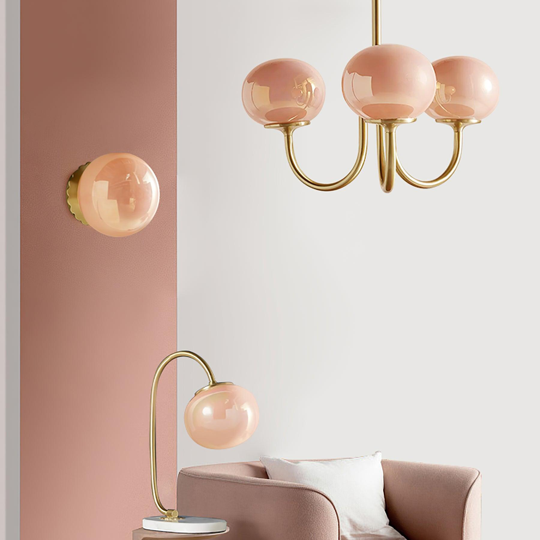Lampadario in vetro rosa bubble marshmallow