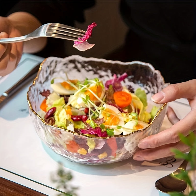 GlasEdge - 3-delige Set Gouden Rand Transparante Saladekommen