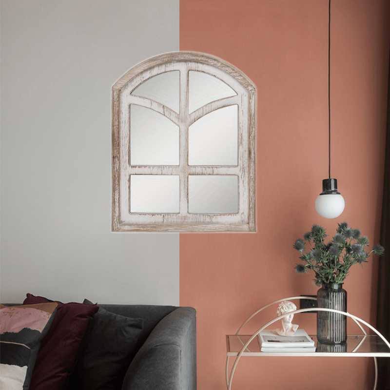 Rustic Farmhouse Wandspiegel – 58.42x45.72cm Grote Houten Lijst, Verticaal Hangende Spiegel voor Badkamer en Woonkamer