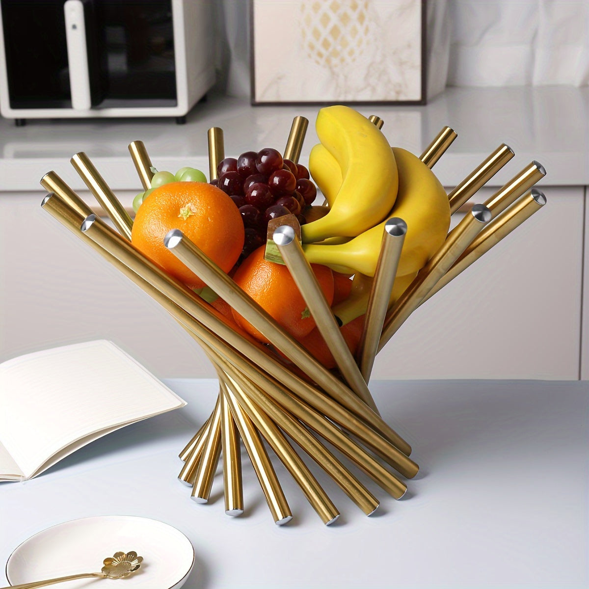 GoldServe-Fruitschaal - Luxe Roestvrijstalen Decoratieve Opbergkom