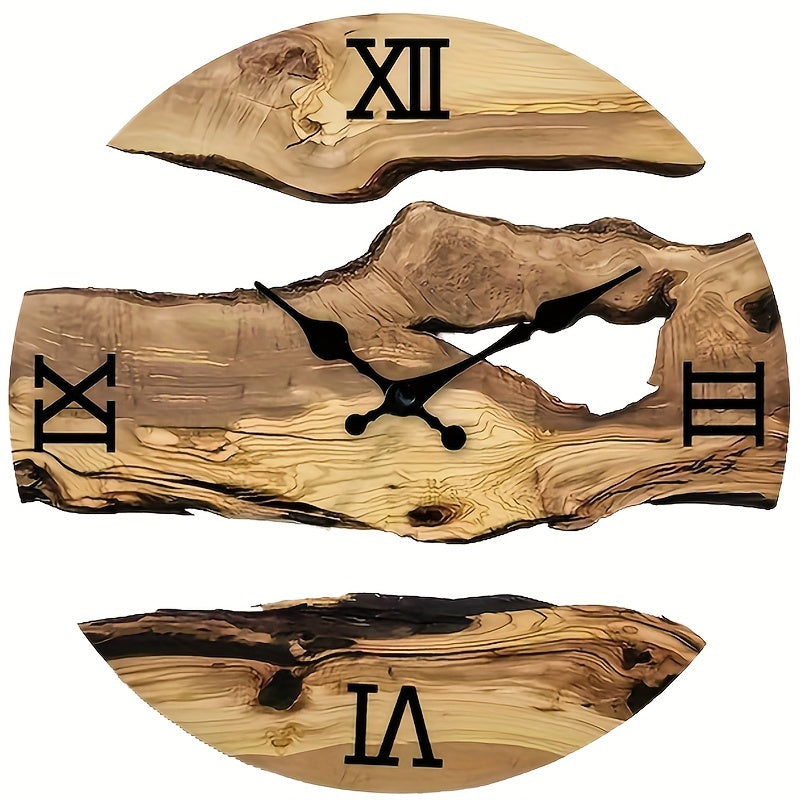 RustiqueClock - Silent Acrylic Wall Clock with Wood Grain